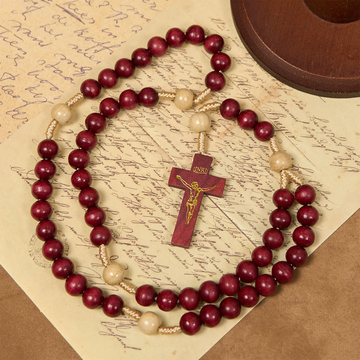 Christianartworkshop 10mm Wine Wooden Beads Traditional Rosary: A Timeless Spiritual Companion - Wine - image 0