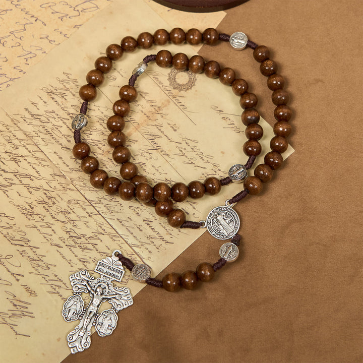 Christianartworkshop St. Benedict Medal Church Forgiveness Absolution Wooden Necklace Rosary Gift - image 3