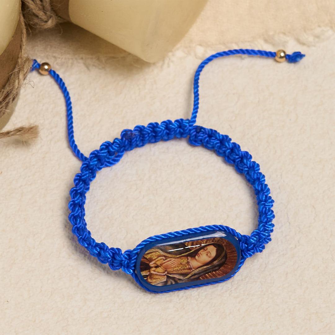 Christianartworkshop 3color Hand-woven String Bracelet with Our Lady of Guadalupe - Blue - image 0