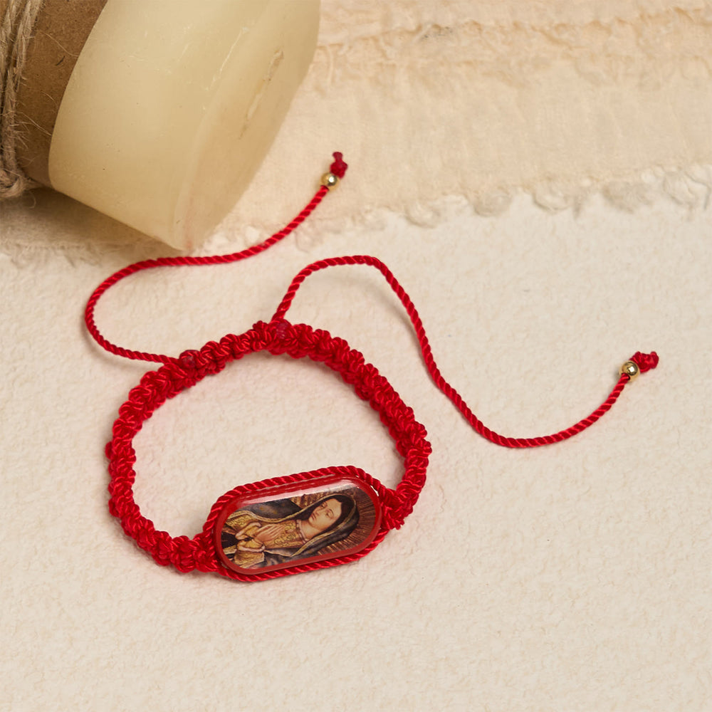 Christianartworkshop 3color Hand-woven String Bracelet with Our Lady of Guadalupe - Red - image 1