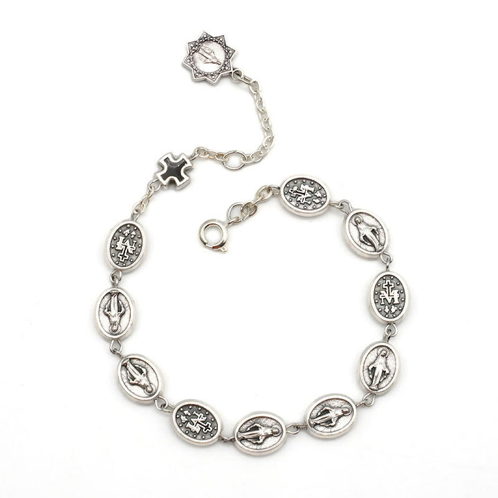 Christianartworkshop St. Benedict, Miraculous Medal & Cross Classic Bracelet: A Timeless Token of Divine Protection - Our Lady - Black - image 8