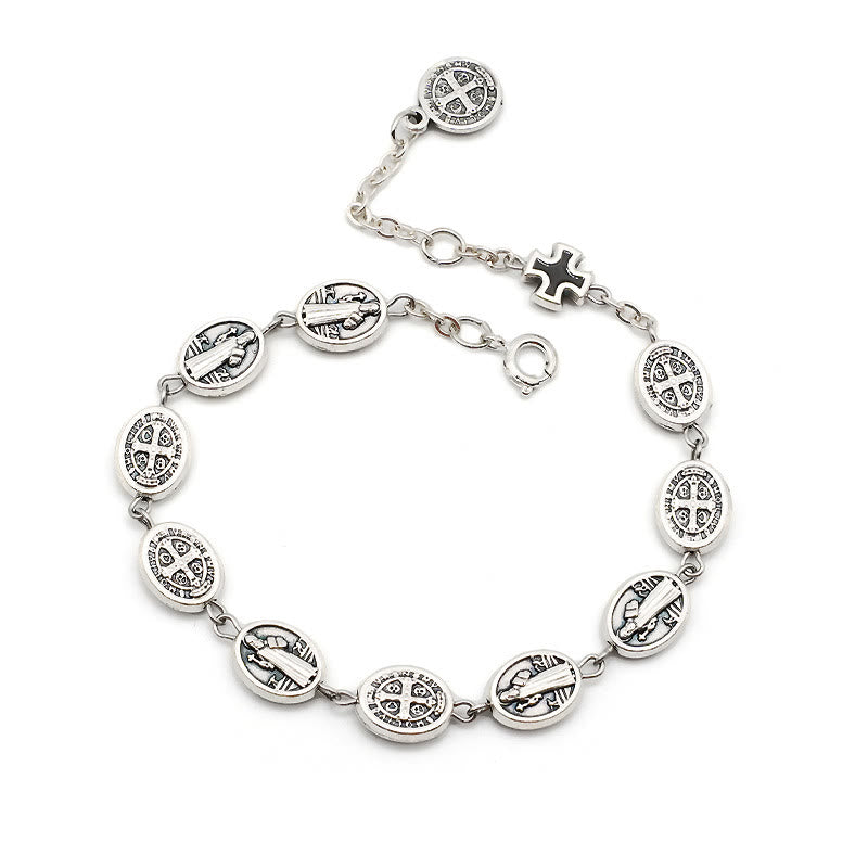 Christianartworkshop St. Benedict, Miraculous Medal & Cross Classic Bracelet: A Timeless Token of Divine Protection - St. Benedict - Black - image 6