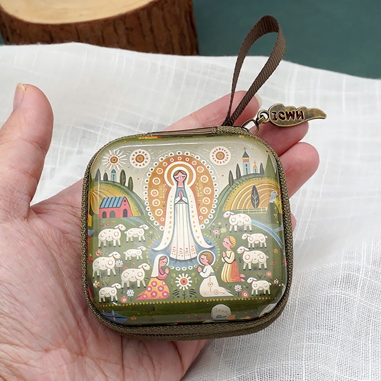 Christianartworkshop 9 Patterns Cartoon Style Square Rosary Cases: A Beautiful Blend of Faith and Function - image 1