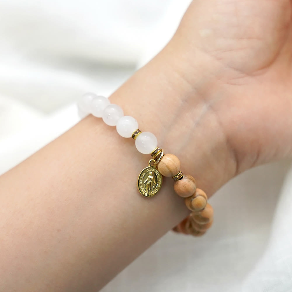 Christianartworkshop Red Agate & White Chalcedony Beads With Our Lady Pendant Bracelets: A Token of Devotion - image 8