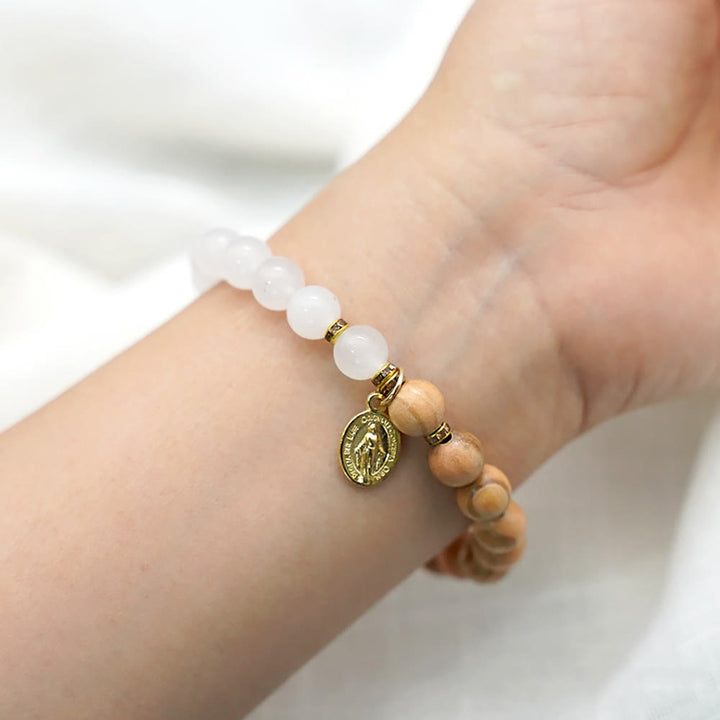 Christianartworkshop Red Agate & White Chalcedony Beads With Our Lady Pendant Bracelets: A Token of Devotion - image 8