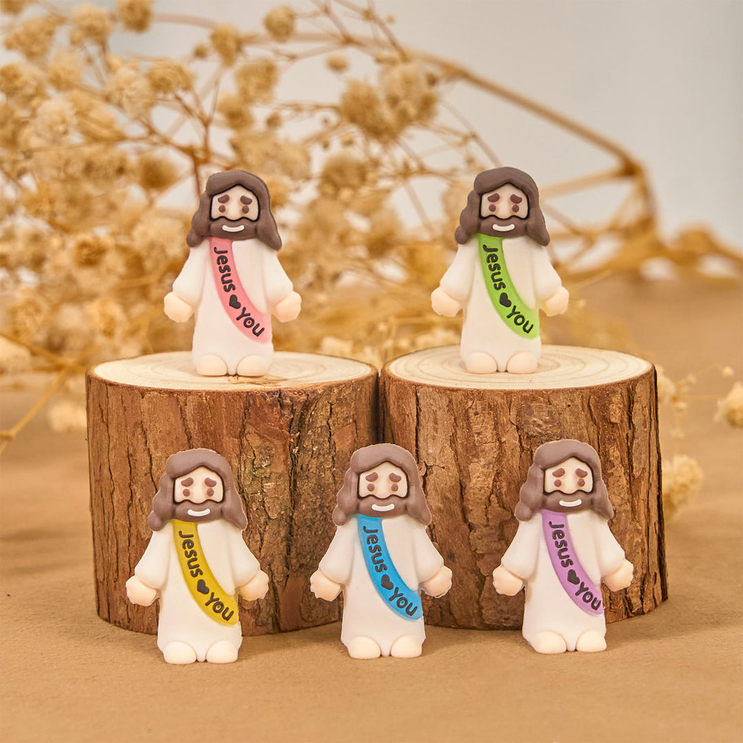 Christianartworkshop 5/10/20/30pcs Glow-in-the-dark Colorful Mini Jesus Figurine with Jesus Love you - image 2