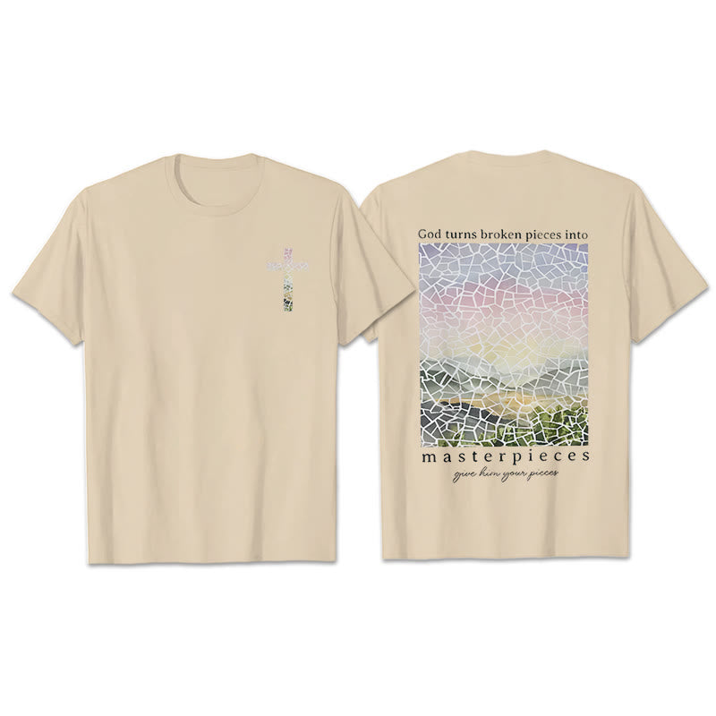 Christianartworkshop God Turns Broken Pieces into Masterpieces T-Shirt - Beige - 2XL - image 6