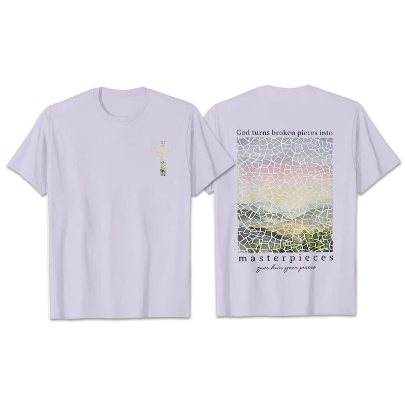Christianartworkshop God Turns Broken Pieces into Masterpieces T-Shirt - Purple - 2XL - image 22
