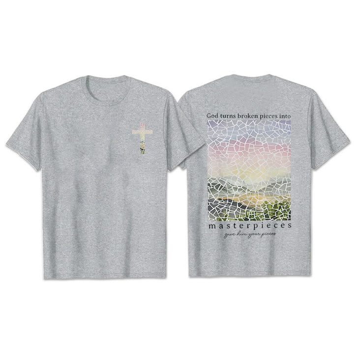 Christianartworkshop God Turns Broken Pieces into Masterpieces T-Shirt - Grey - 2XL - image 25