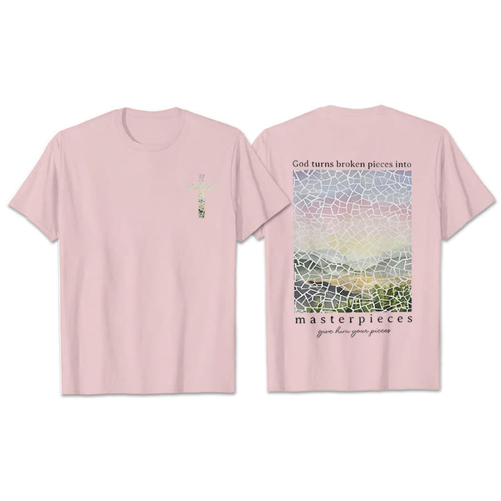 Christianartworkshop God Turns Broken Pieces into Masterpieces T-Shirt - Pink - 2XL - image 13