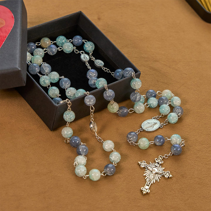 Christianartworkshop Handmade Original Grey Blue Rosary with Miraculous Medal: A Unique Expression of Faith - image 6