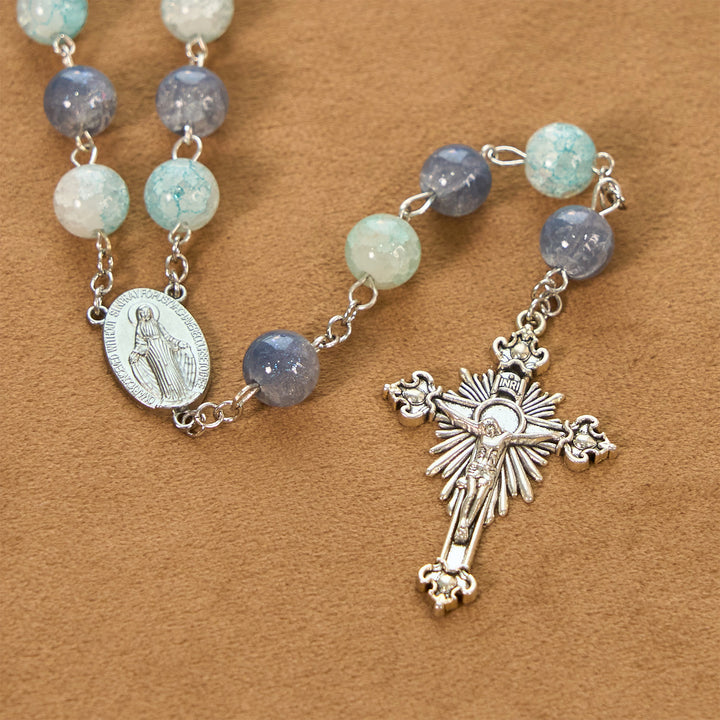 Christianartworkshop Handmade Original Grey Blue Rosary with Miraculous Medal: A Unique Expression of Faith - image 8