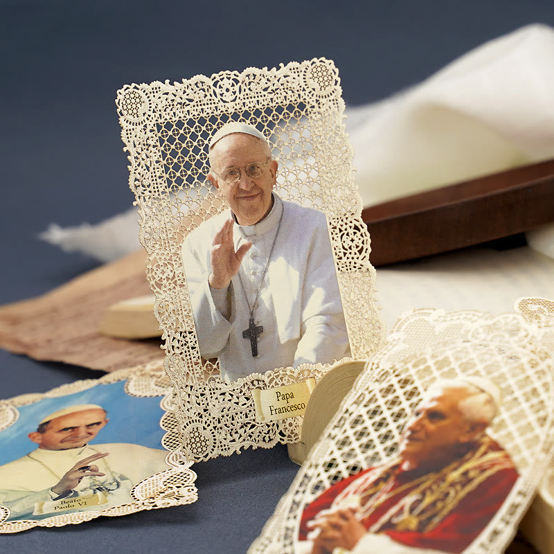 Christianartworkshop Vintage Style Papal Bookmark with Delicate Lace and Pope Francis: Spiritual Grace - Style1 - image 0
