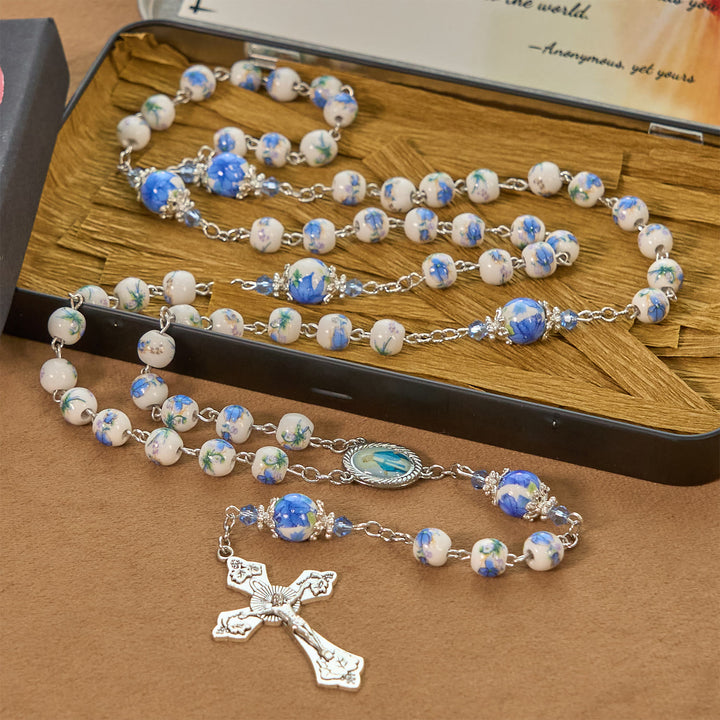 Christianartworkshop Handmade Floral Lily of the Vally Beads Rosary: Divine Peace Gem - image 2