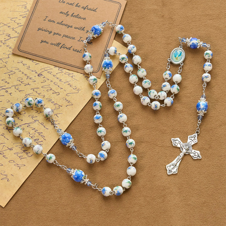 Christianartworkshop Handmade Floral Lily of the Vally Beads Rosary: Divine Peace Gem - image 5
