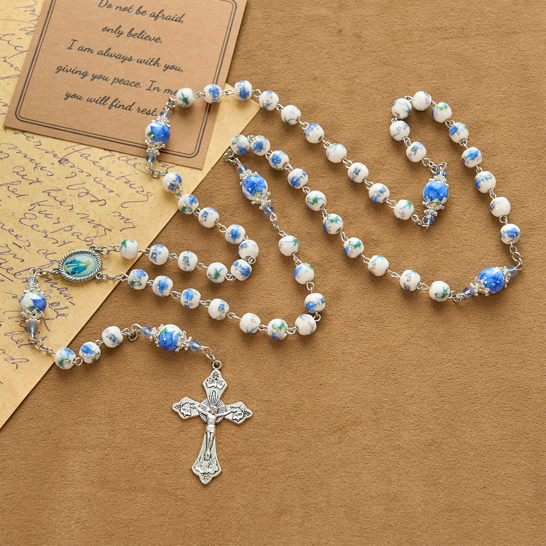 Christianartworkshop Handmade Floral Lily of the Vally Beads Rosary: Divine Peace Gem - image 9