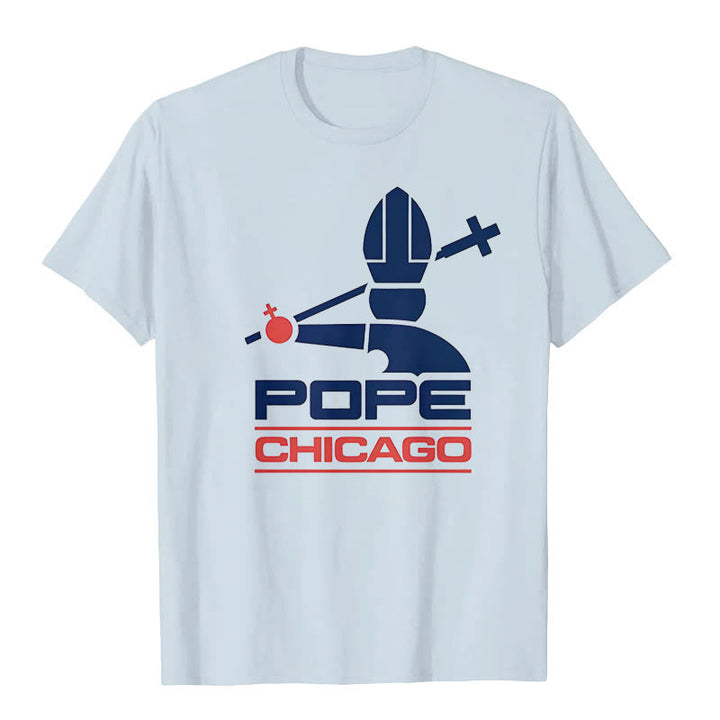 Christianartworkshop Pope Chicago Round Neck T-shirt - Light Blue - 2XL - image 3