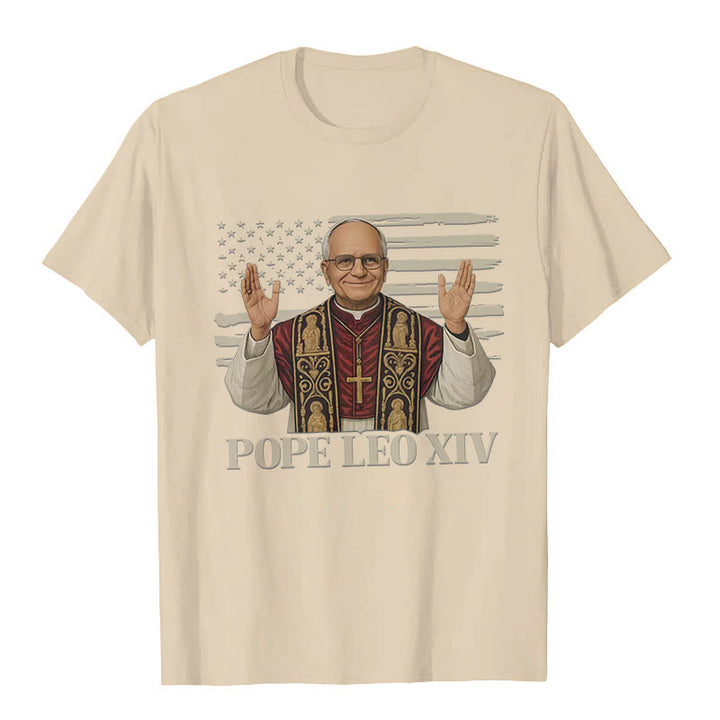 Christianartworkshop Pope Leo XIV with Patriotic Flair Unisex T-shirt
