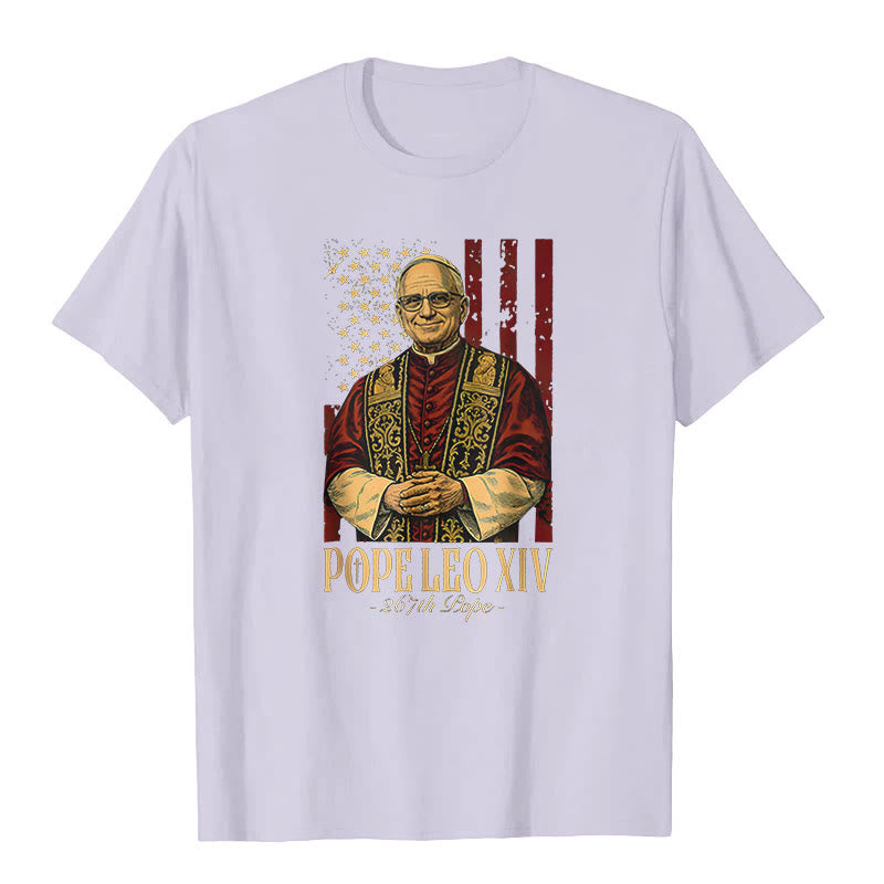 Christianartworkshop American Cardinal Robert Prevost Pope Leo XIV Unisex T-shirt - Light Purple - 2XL - image 5