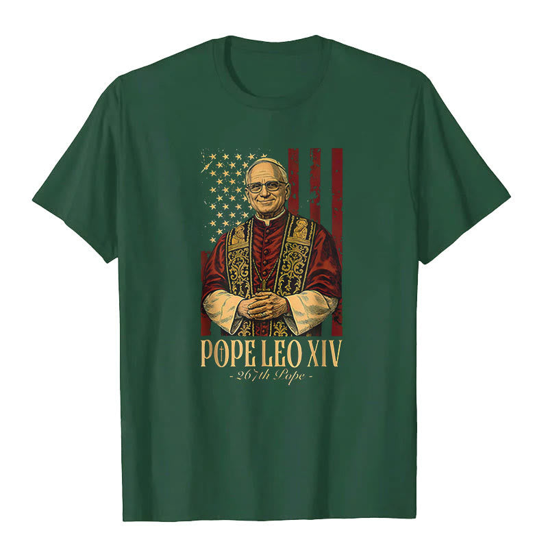 Christianartworkshop American Cardinal Robert Prevost Pope Leo XIV Unisex T-shirt - Dark Green - 2XL - image 9