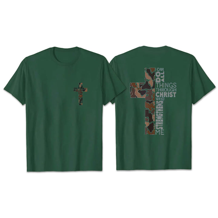 Christianartworkshop Camo Cross Design With Philippians 4:13 Verse Christian T-Shirt - Dark Green - 2XL - image 8