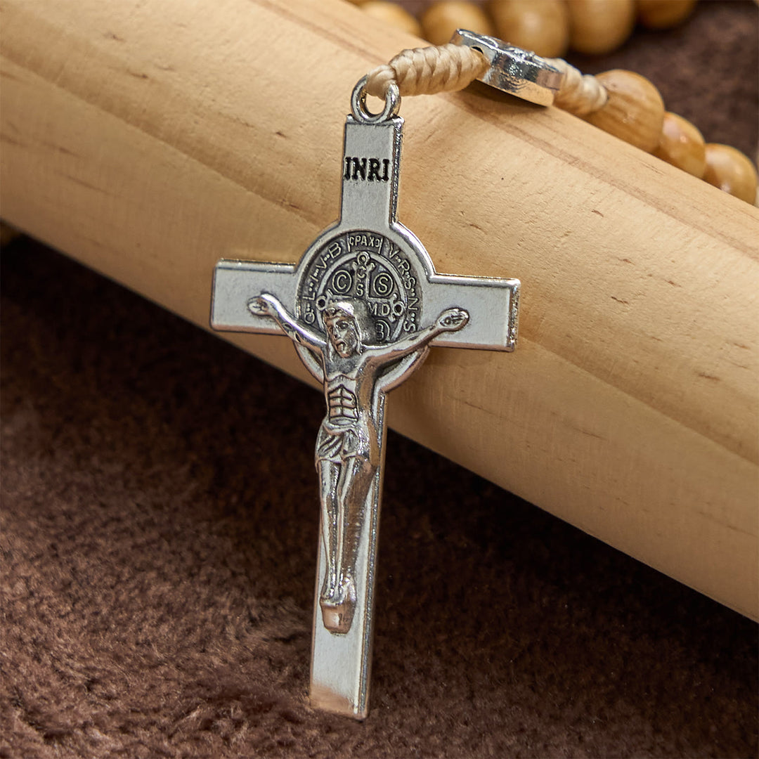 Christianartworkshop St. Benedict & Crucifix of 8mm Olive Wood Round Beads Rosary: Blessed Devotion in Every Bead - image 5