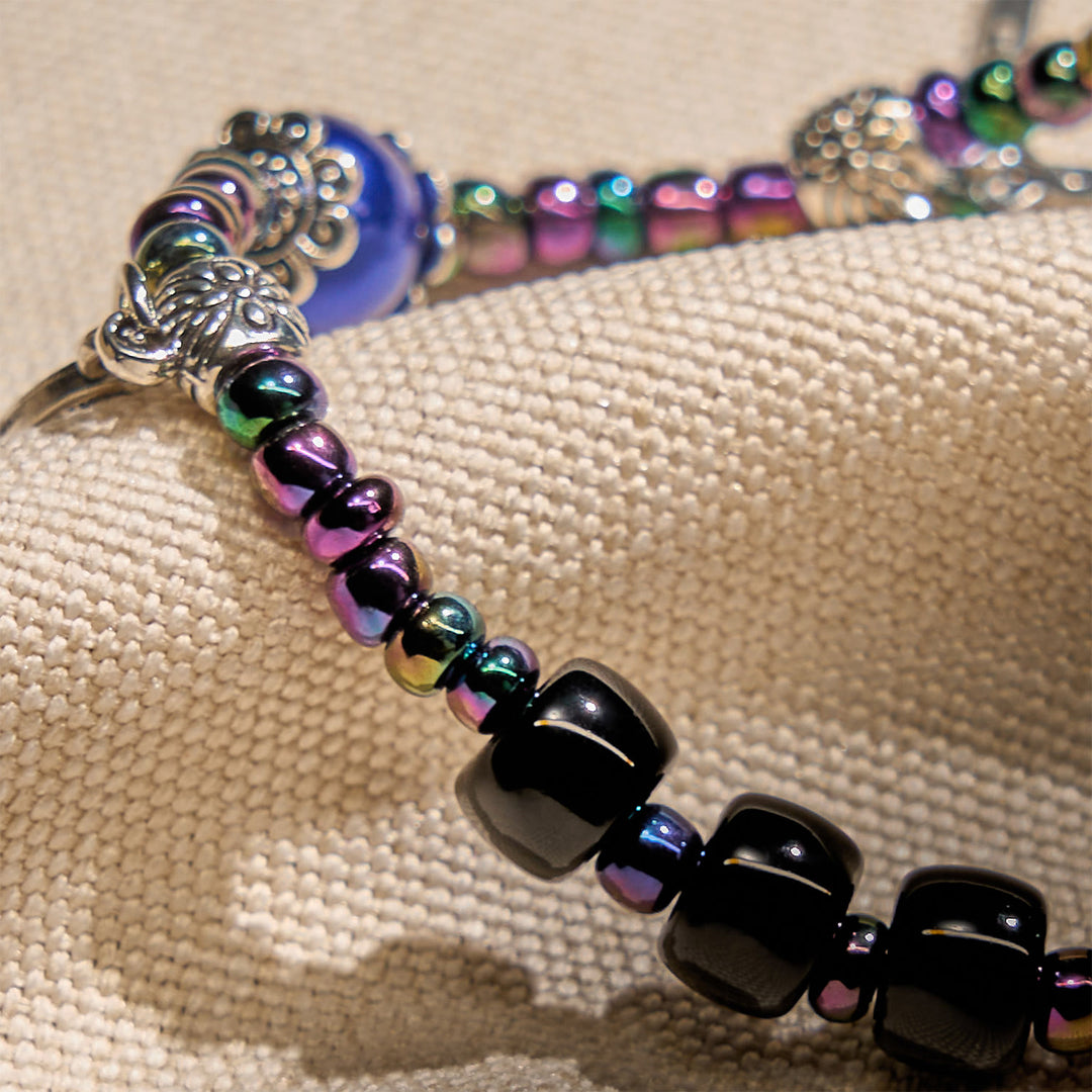 Christianartworkshop Ebony and Blue Agate with Our Lady Medal & Crucifix Bracelet - image 6