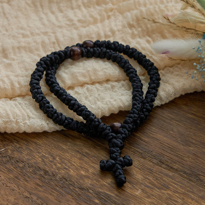 Christianartworkshop Blue & Black Cross 100 Blessing Knots String Necklace: Cherished Symbol of Holy Blessing - image 9