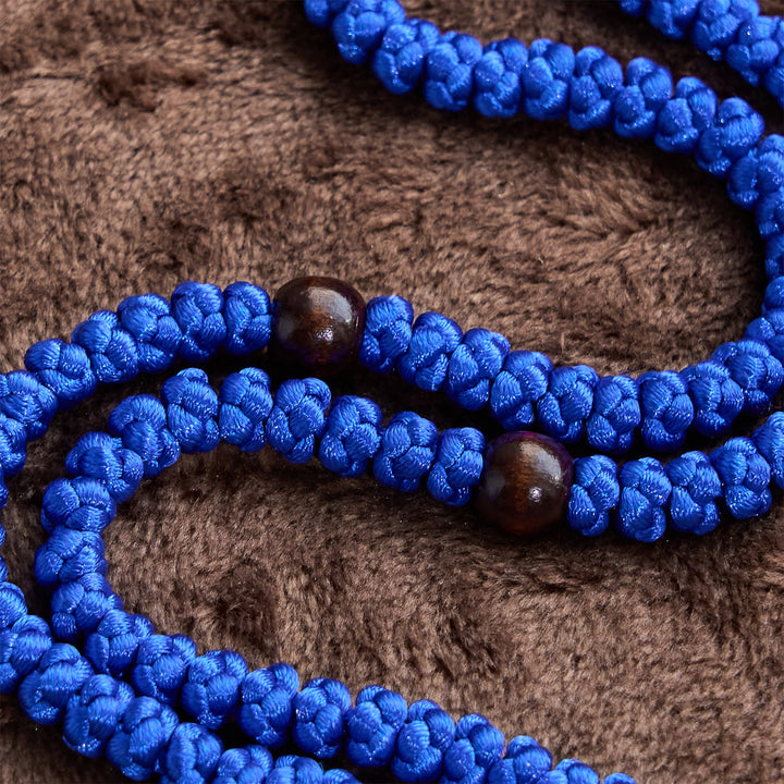 Christianartworkshop Blue & Black Cross 100 Blessing Knots String Necklace: Cherished Symbol of Holy Blessing - image 6