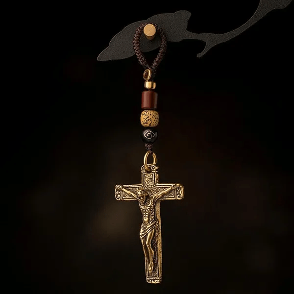 Christianartworkshop Sophisticated Metal Crucifix with Braided Rope Keychain: Exclusive Token of Divine Sacrifice - image 3