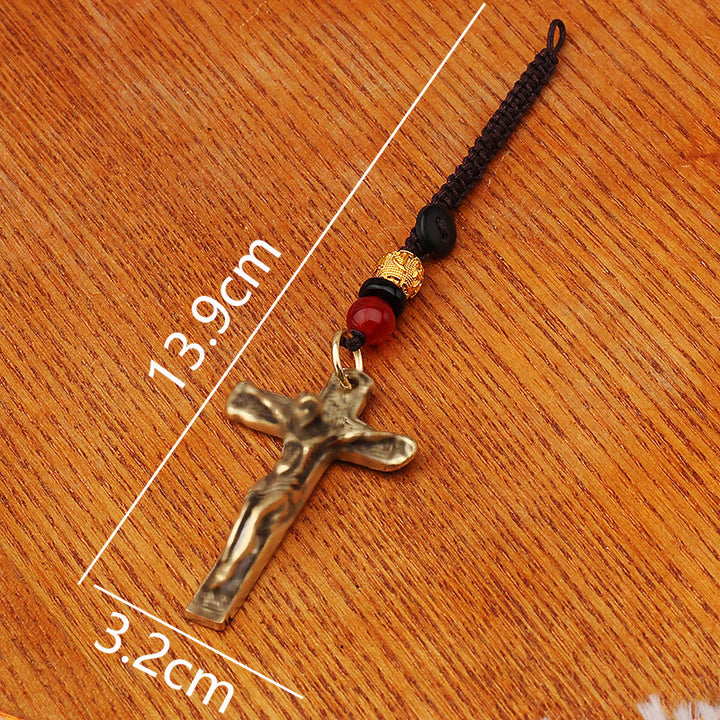 Christianartworkshop Sophisticated Metal Crucifix with Braided Rope Keychain: Exclusive Token of Divine Sacrifice - image 7