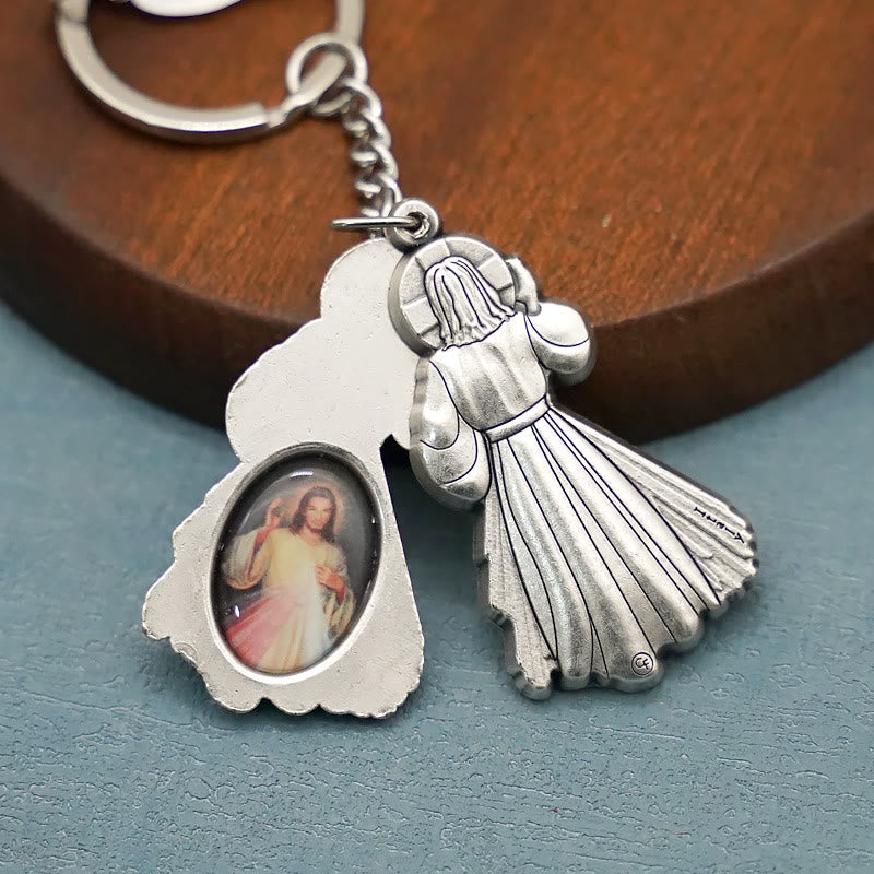 Christianartworkshop Exquisite Enamel - Inlaid Jesus & Divine Mercy Keychain: Reminder of God's Love - image 2