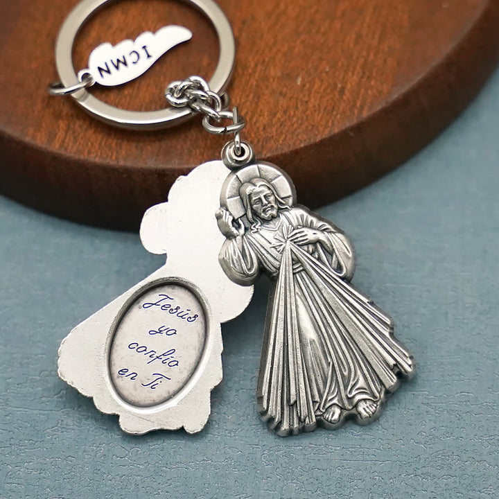 Christianartworkshop Exquisite Enamel - Inlaid Jesus & Divine Mercy Keychain: Reminder of God's Love - Divine Mercy - image 1