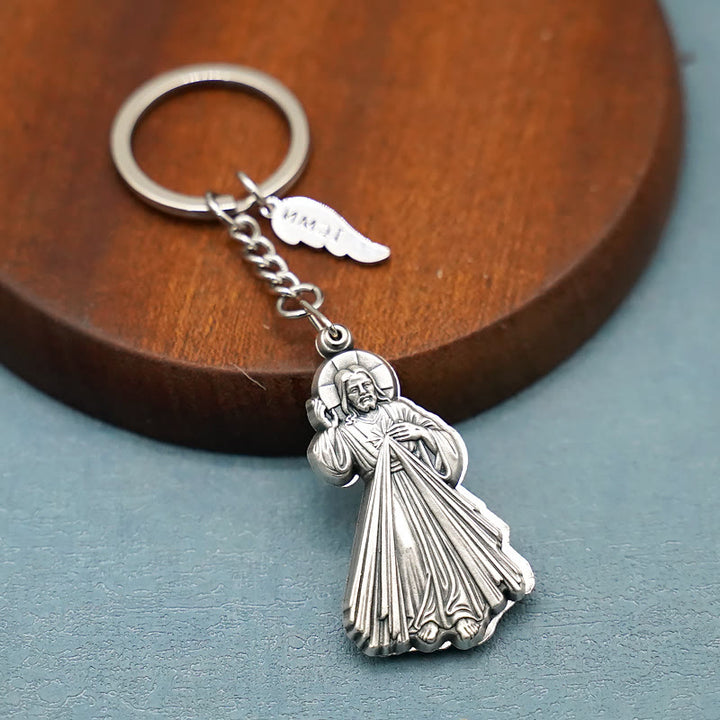 Christianartworkshop Exquisite Enamel - Inlaid Jesus & Divine Mercy Keychain: Reminder of God's Love - image 3
