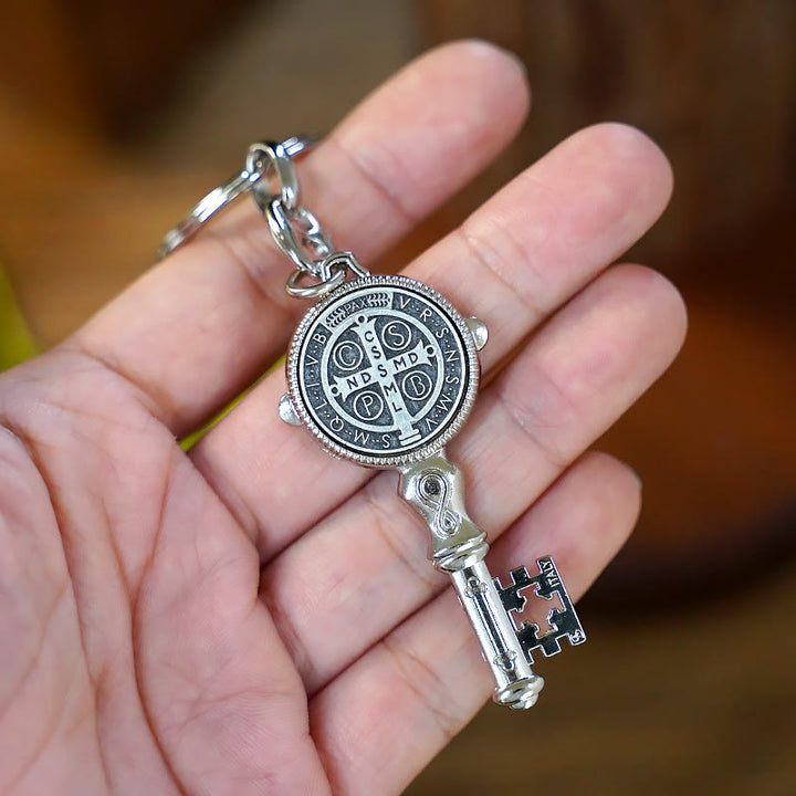 Christianartworkshop Exquisite Enamel - Inlaid St. Benedict & Cross Keychain: Memento of Divine Grace - image 9