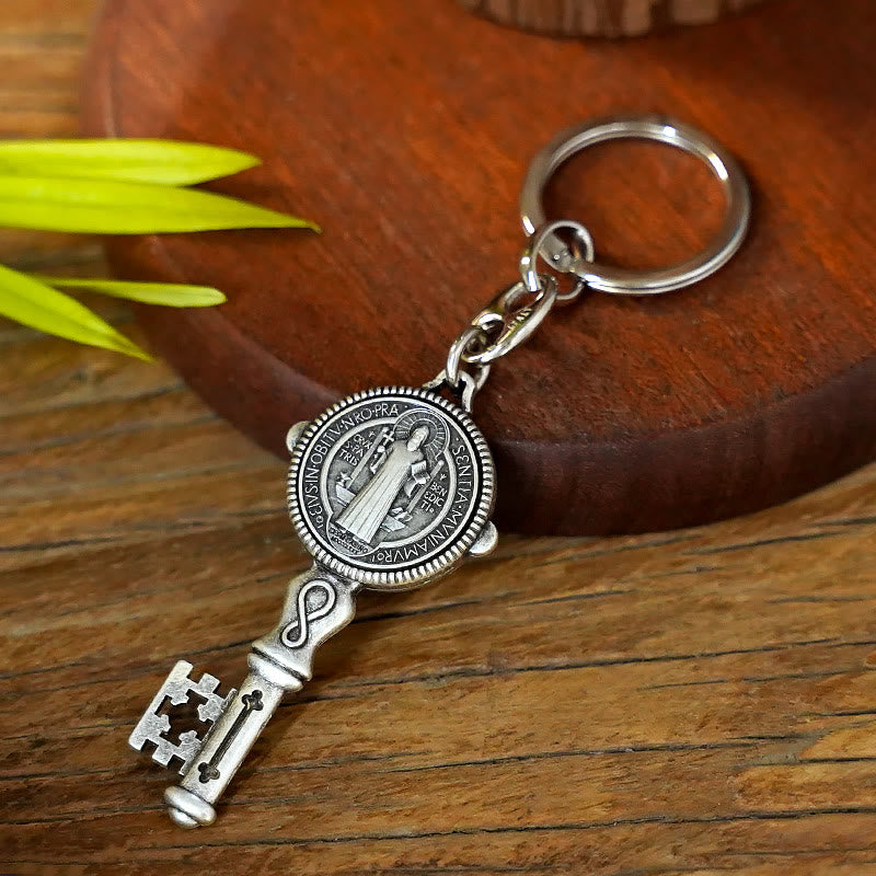 Christianartworkshop Exquisite Enamel - Inlaid St. Benedict & Cross Keychain: Memento of Divine Grace - image 6