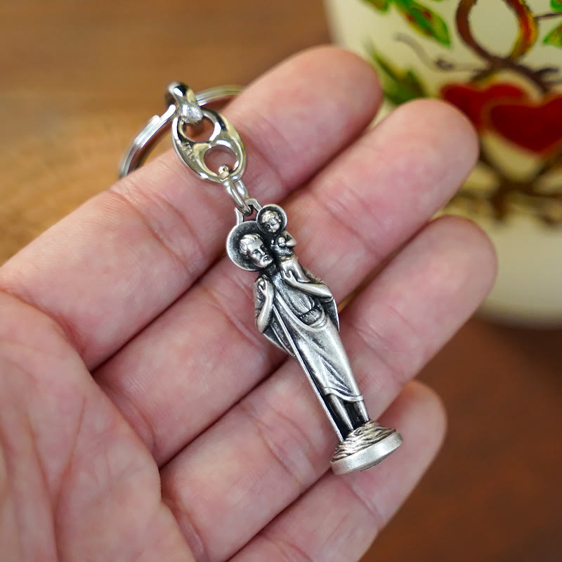 Christianartworkshop Retro Style Polished St. Christopher Keychain: Token of the Traveler's Saint's Protection - image 3