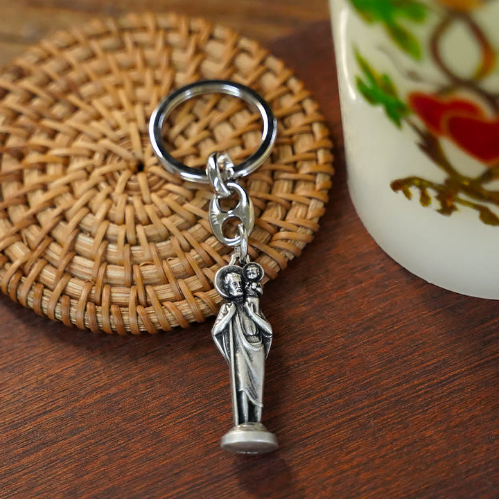 Christianartworkshop Retro Style Polished St. Christopher Keychain: Token of the Traveler's Saint's Protection - image 2