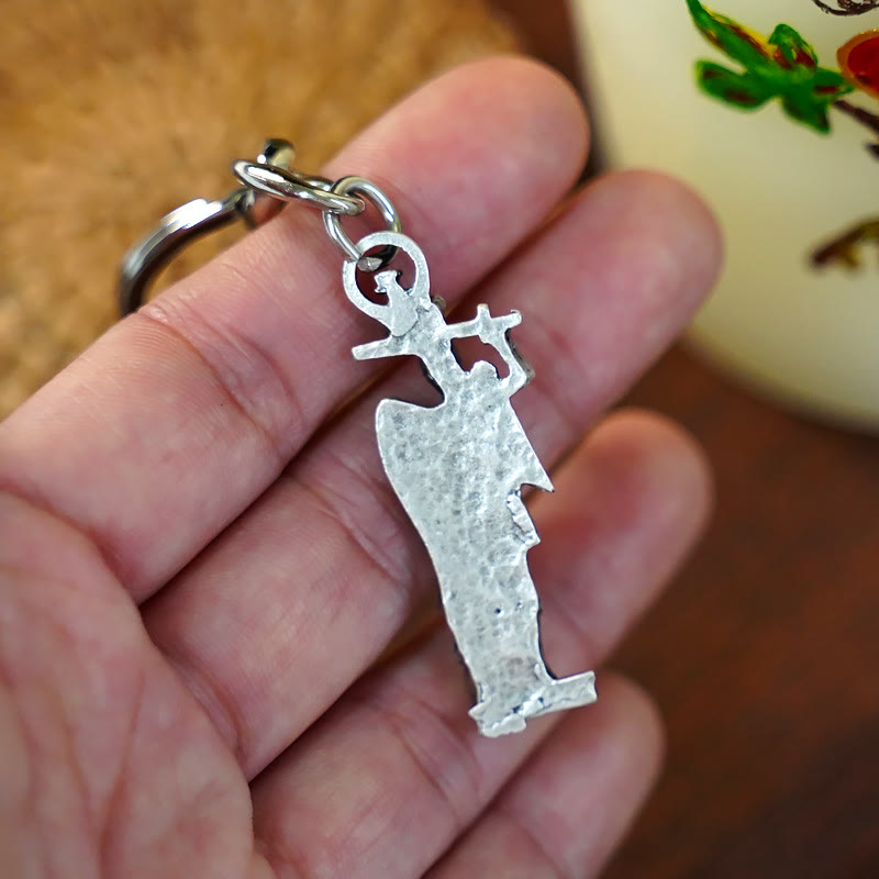 Christianartworkshop Relief - Sculpted Silver St. Michael the Archangel Keychain: Graceful Sign of Banishing Evil Spirits - image 3