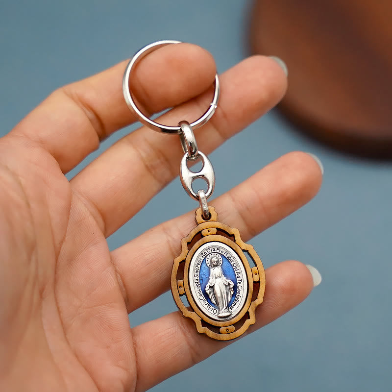 Christianartworkshop Enamel Double-Sided Miraculous Medal & Virgin Mary Keychain: Gleaming Symbol of Hope and Restoration - image 3