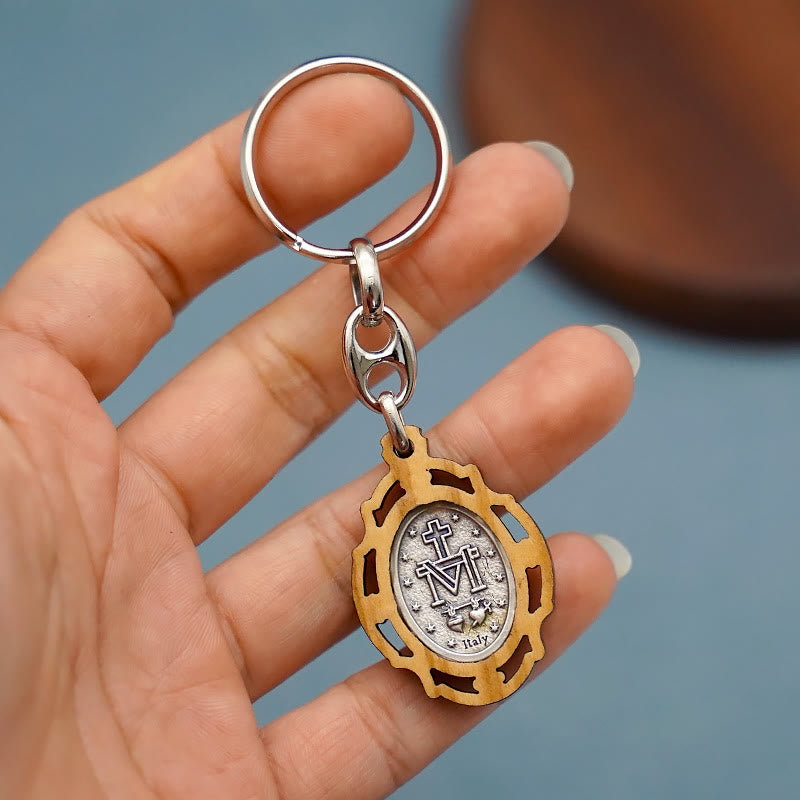 Christianartworkshop Enamel Double-Sided Miraculous Medal & Virgin Mary Keychain: Gleaming Symbol of Hope and Restoration - image 4