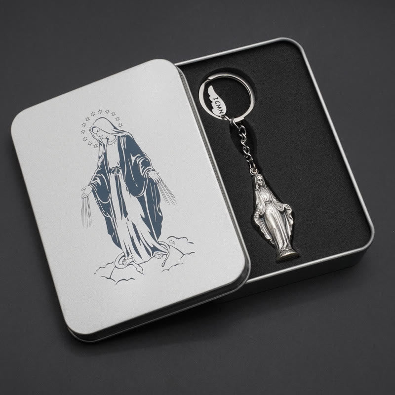 Christianartworkshop Slide - Open Virgin Mary & Miraculous Medal Keychain: Memento of Mary's Devotion - image 4