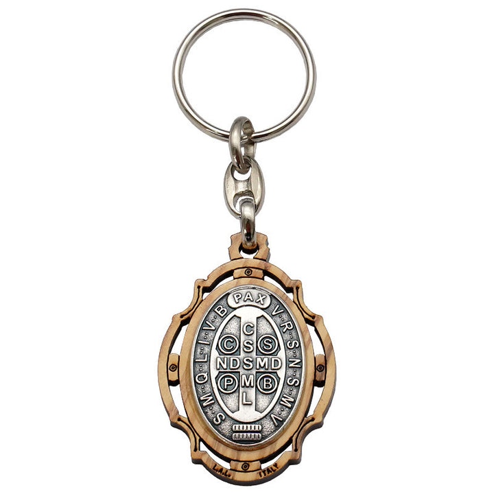 Christianartworkshop Wooden Crafted St. Benedict Medal Keychain: Contemporary Badge of Spiritual Defense - image 5