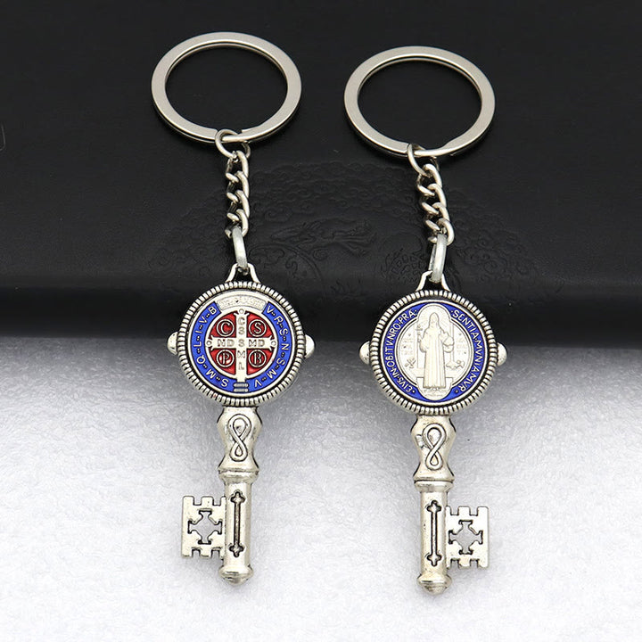Christianartworkshop Exquisite Enamel - Inlaid St. Benedict & Cross Keychain: Memento of Divine Grace - Blue (B) - image 13