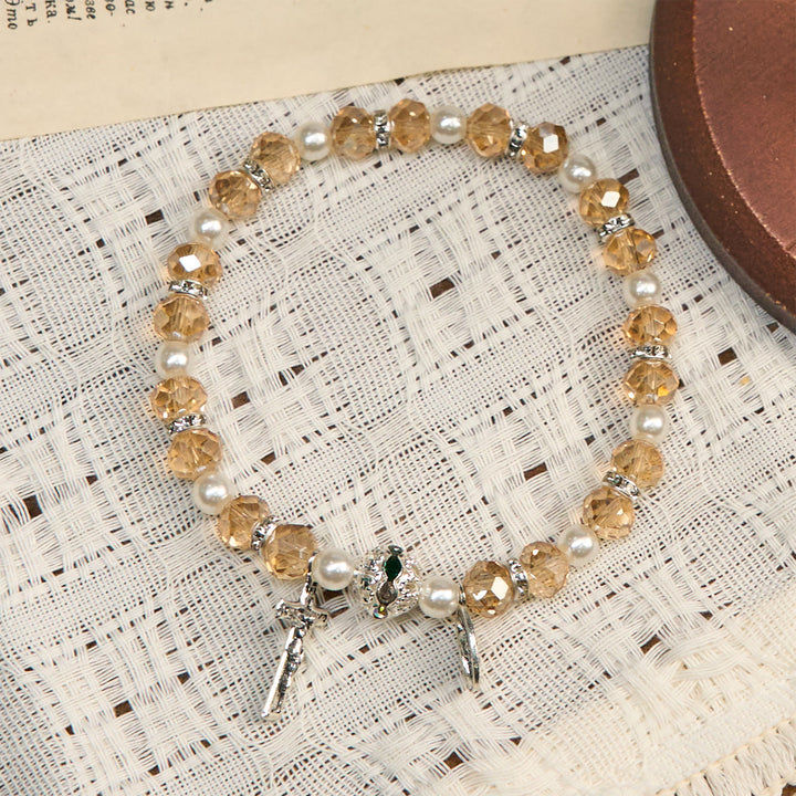 Christianartworkshop Modern Clear Crystal Stretch Braceletwith Crucifix & Miraculous Medal: Contemporary Faith Statement - image 7