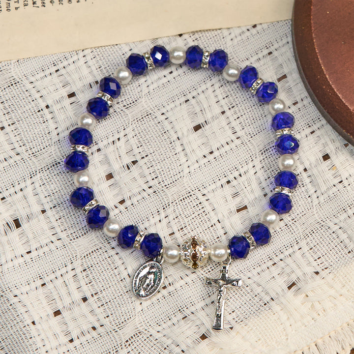 Christianartworkshop Modern Clear Crystal Stretch Braceletwith Crucifix & Miraculous Medal: Contemporary Faith Statement - image 22