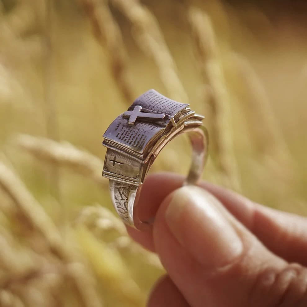 Christianartworkshop Bible Ring with Cross: A Sacred Companion of Faith - image 2