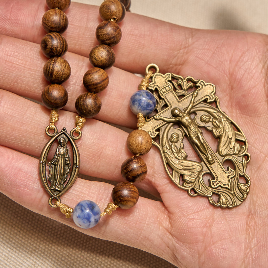 Christianartworkshop Virgin Mary & Crucifix of Wooden and Ceramics Beads Blessed Devotion Rosary - image 3