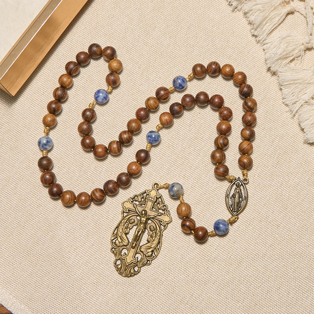 Christianartworkshop Virgin Mary & Crucifix of Wooden and Ceramics Beads Blessed Devotion Rosary - image 2
