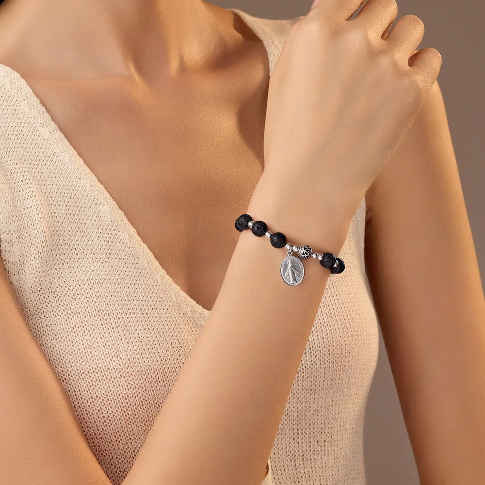 Christianartworkshop Multi-color Gemstone Stretch Bracelet with Miraculous Medal: Unique Spiritual Connection - image 14